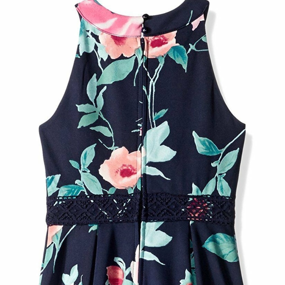 Amy Byer Girls Navy Floral Scuba Fit n Flare Dress Size 8 Sleeveless NWT - Picture 7 of 7